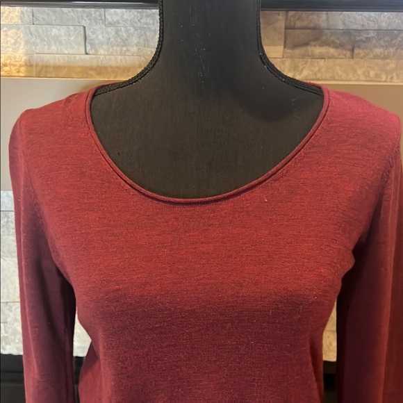 Eileen Fisher Merino Wool Burgundy Long Sleeve Dress size Small Petite - Picture 3 of 12